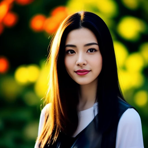 8K images, Shot with a high quality Fuji 45 camera..,000,Raw Photos 45,000,000 pixels,Warm light,) best quality, Masterpiece:1.2), (realistic, photo-realistic:1.37), very detailed,
1 woman,cute, Dark makeup, beauty salon The face is bright and clear, shining with light.,) Actions in various postures, alone, red flower, Among nature and in the countryside ,) Beautifully detailed sky,at night, Chest 38 inches&quot;, charming smile, wide aperture, Warm light, professional lighting, Sony A7R4, 50 mm sitting lens. ,Beautifully detailed eyes,)  black leather jacket Bright black leather jacket,)  Long hair floats up:1.2),floating hair
