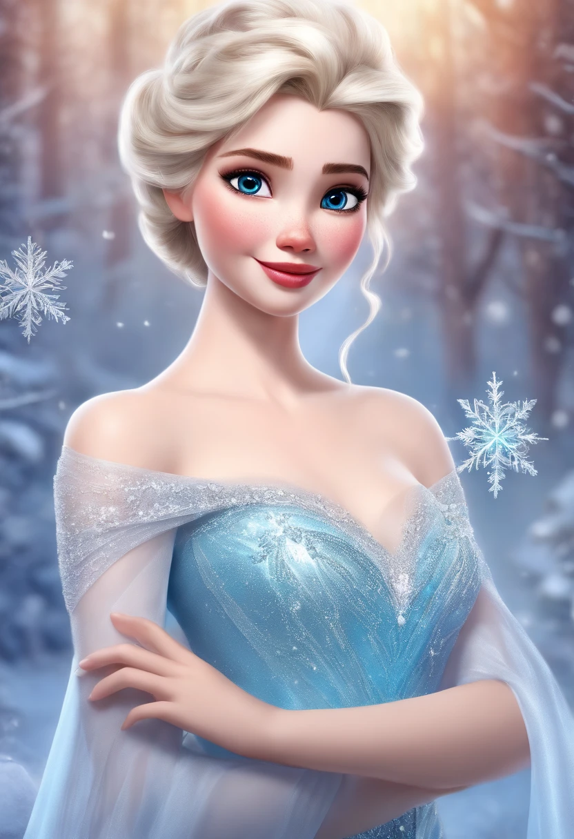 (bestquality, masterpiece), 1girls, Upper body, looking at the audience, frozen, elsa, White background