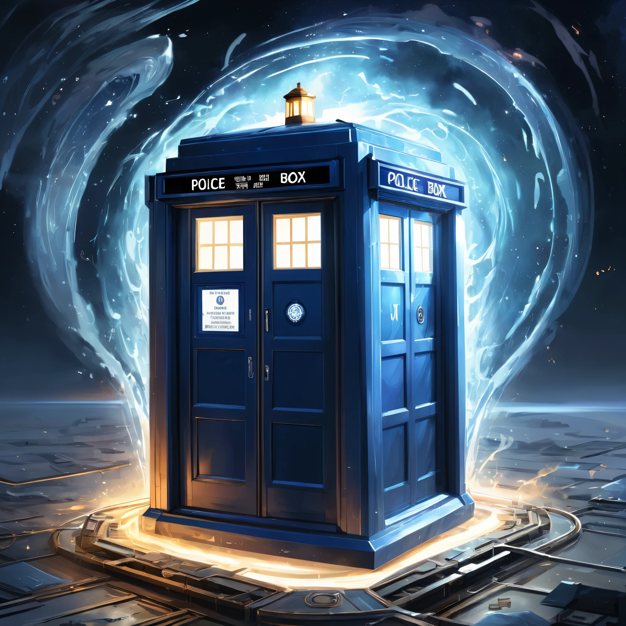 a blue police box sitting on top of a floor, in the style dan mumford artwork, discord profile picture, computer generated, lord of regeneration, tannoy, 2d icon, ambulance, lorem ipsum dolor sit amet, formulae, streaming on twitch, (doctor), on