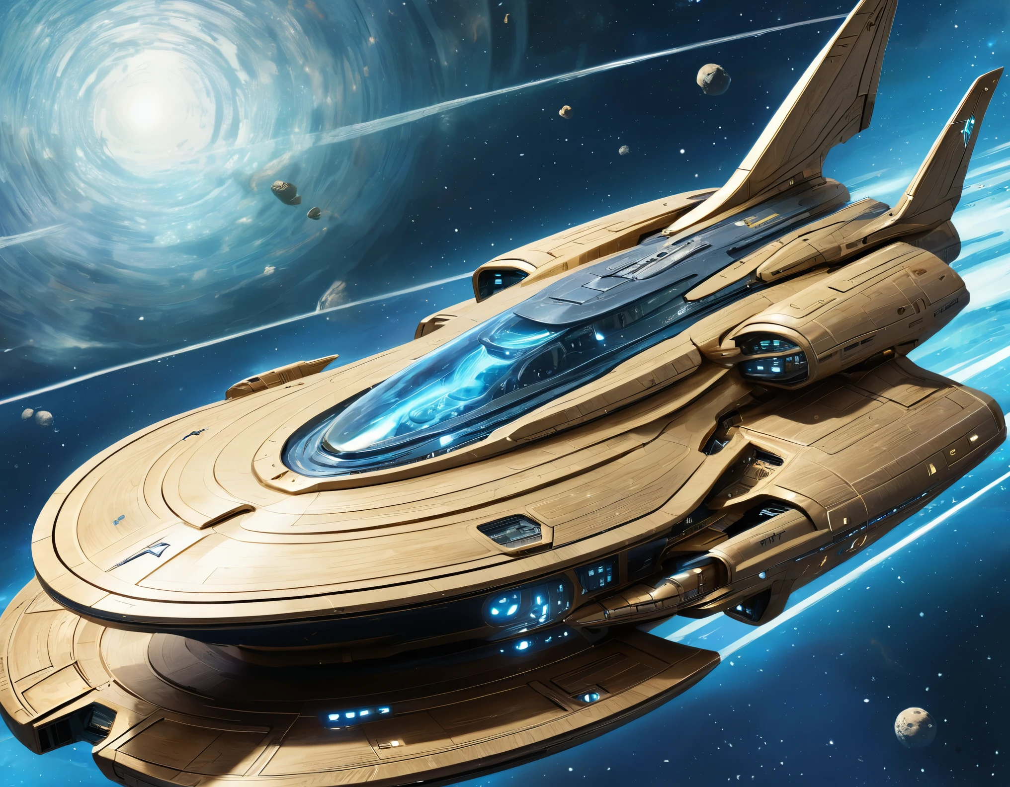 a close up of a star trek ship on a blue background, wood texture overlays, gold noble, pexels contest winner, gorgeous digital art, streaming on twitch, fabulous illustrations, dynamic shading, by Matthew D. Wilson, enterprise workflow engine, hyperspeed