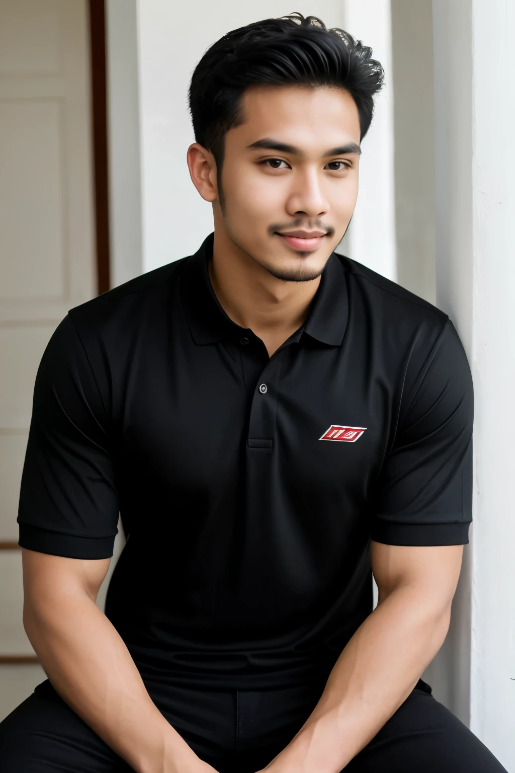 a picture of Handsome MELAYU Malaysia Men , Pose riding on SuperBike DUCATI, Have Little Bit Beard on face, wear Black plain polo shirt, gentleman Style Pose
((best quality)), ((masterpiece)), (detailed), perfect face,