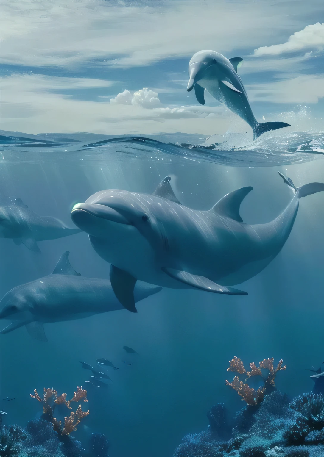Dolphin coral , HD Wallpapers, dolphins jumping, Dolphins and swordfish, High quality desktop wallpaper, High quality wallpapers, Beautiful wallpapers, author:Kurt Rosch, beautiful picture, Amazing wallpapers, desktop background, 4 k HD Wallpapers very detailed, High quality wallpaper, very beautiful picture