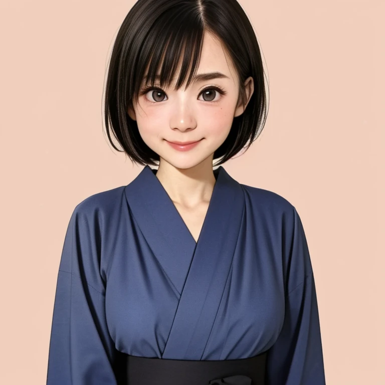 (kawaii 24 year-old Japanese girl, Nogizaka idol, Korean idol), glossy brown hair, (very short hair:1.2), beautiful black eyes, rounded face, narrow shoulders, single eyelid, (no makeup:1.2), (shy, smile, noseblush:1.3), (yukata, Japanese traditional clothes), extra small breasts, BREAK, (simple white background:1.2), (view from forward, bust shot, id photo:1.2), BREAK, (masterpiece, best quality, photo realistic, official art:1.4), (UHD, 8K quality wallpaper, high resolution, raw photo, golden ratio:1.3), (shiny skin), professional lighting, physically based rendering, award winning, (highly detailed skin texture, extremely detailed face and eyes textures), Carl Zeiss 85 mm F/1.4, depth of field, (1girl, solo),