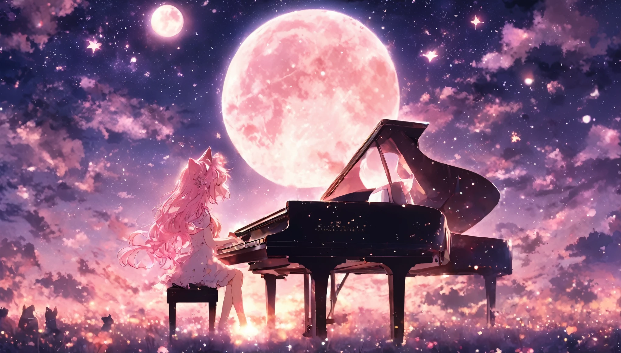 I want you to picture a scene of a girl playing the piano alone with the moon and stars in the sky. Anime, pink hair, cat ears. That's her charm.