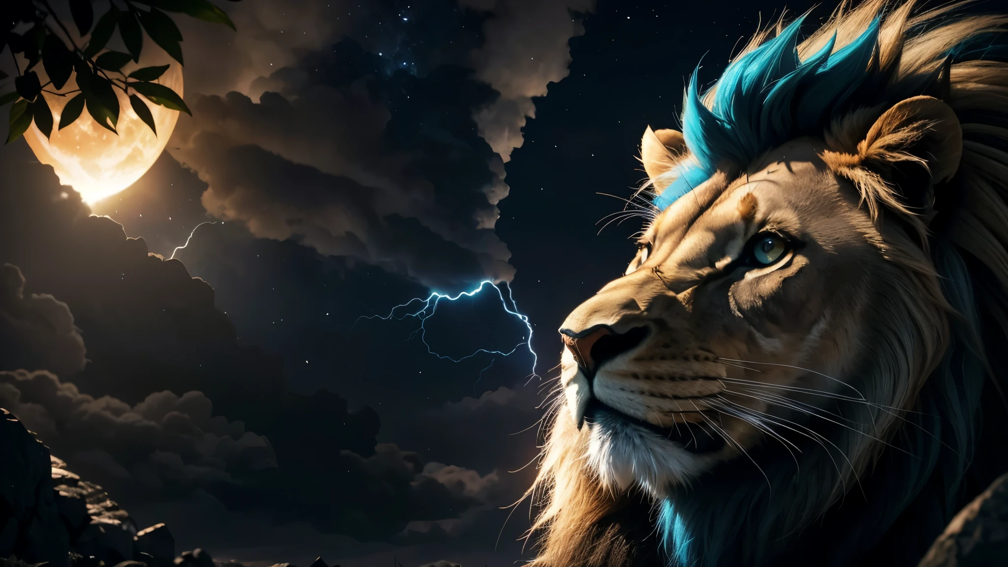 Lion, Divine Lion, naturais, Parafusos Azuis, Thunder Azul, fogo azul, Realistic fogo azul, thunder realistas, Electrical Screws, realista detalhado 8k, Detailed Realistic 16k, Detailed realistic lion, Detailed thunder realistas, fogo azul Realistic 8K, Stars, Star Light, Sun Light, Cores fotorrealista 8K, Cores Detalhadas 8K, Nitidez fotorrealista 8K, Fotorrealismo ULTRAHD, Divine fogo azul, thunder Azuis Elétricos Divinos, Sombras fotorrealistas 8K, Textura fotorrealista, Natureza, heavens, celestial, sky night, beauty sky, Noite, majestoso, majestoso Lion, majestoso Sky, Naturalmente Elegante, thunder, Sky thunder, Divine Thunder, Linda, dourado, luz das estrelas, Parafusos Celestiais, Eletricidade Azul, Parafusos Azuis, Rendering, fotorrealista, UltraHigh definition, 4k, texturasdetalhadas, Thunder, sombras detalhadas, cores detalhadas, Natureza Linda, Grande Divino, contraste detalhado, Contraste realista, high resolution, cores detalhadas, fogo, eletricidade, divina criatura, 8K, Realista detalhado, 16k, 8K, High definition, contraste detalhado, Contraste realista, high resolution, cores detalhadas, fogo, eletricidade, divina criatura, 8K, Realista detalhado, elegante,