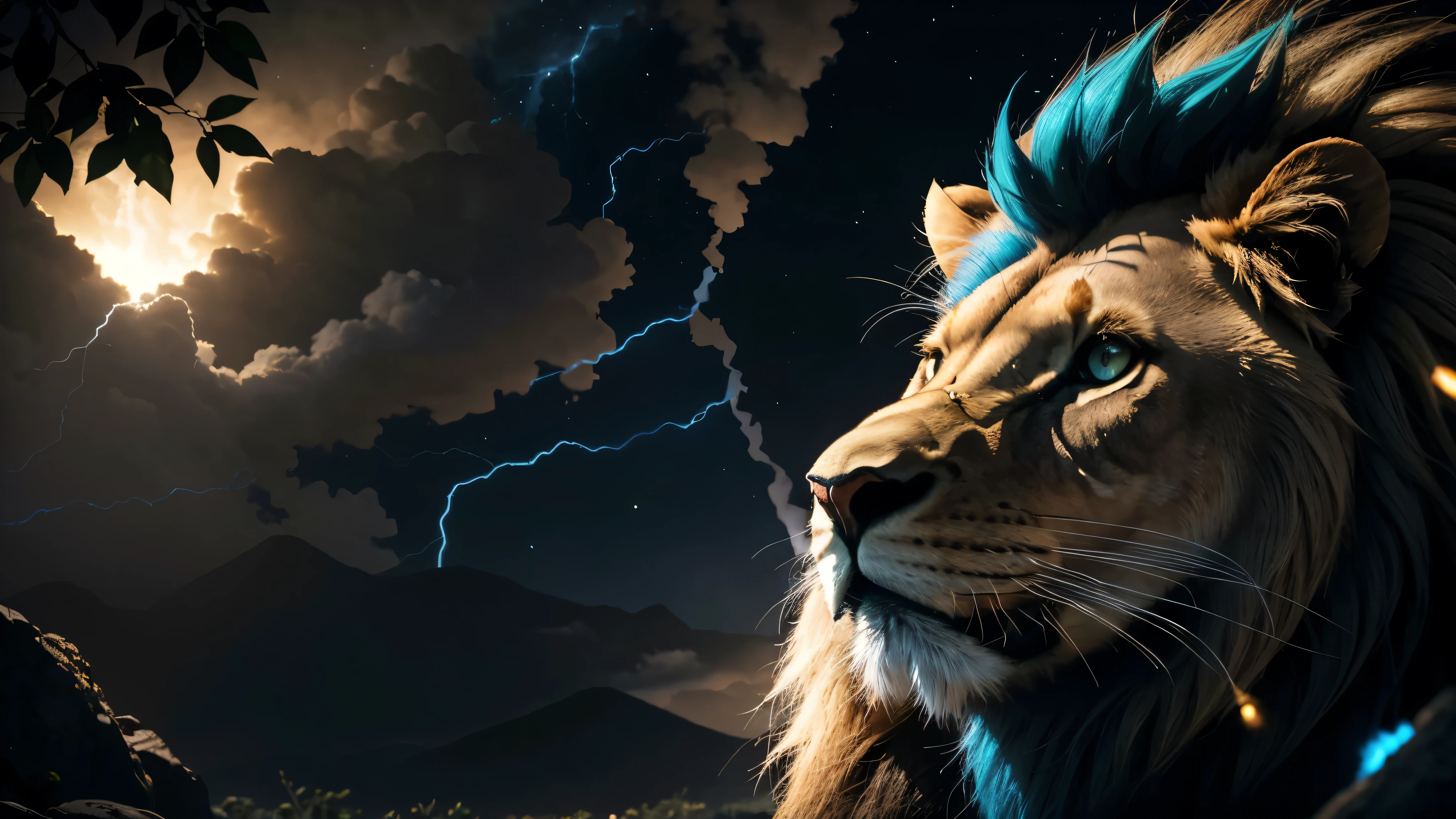 Lion, Divine Lion, naturais, Parafusos Azuis, Thunder Azul, fogo azul, Realistic fogo azul, thunder realistas, Electrical Screws, realista detalhado 8k, Detailed Realistic 16k, Detailed realistic lion, Detailed thunder realistas, fogo azul Realistic 8K, Stars, Star Light, Sun Light, Cores fotorrealista 8K, Cores Detalhadas 8K, Nitidez fotorrealista 8K, Fotorrealismo ULTRAHD, Divine fogo azul, thunder Divine Electric Blues, Sombras fotorrealistas 8K, Textura fotorrealista, Natureza, heavens, celestial, sky night, beauty sky, Noite, majestoso, majestoso Lion, majestoso Sky, Naturalmente Elegante, thunder, Sky thunder, Divine Thunder, Linda, dourado, luz das estrelas, Parafusos Celestiais, Eletricidade Azul, Parafusos Azuis, Rendering, fotorrealista, UltraHigh definition, 4k, texturasdetalhadas, Thunder, sombras detalhadas, cores detalhadas, Natureza Linda, Grande Divino, contraste detalhado, Contraste realista, high resolution, cores detalhadas, fogo, eletricidade, divina criatura, 8K, Realista detalhado, 16k, 8K, High definition, contraste detalhado, Contraste realista, high resolution, cores detalhadas, fogo, eletricidade, divina criatura, 8K, Realista detalhado, elegante,
