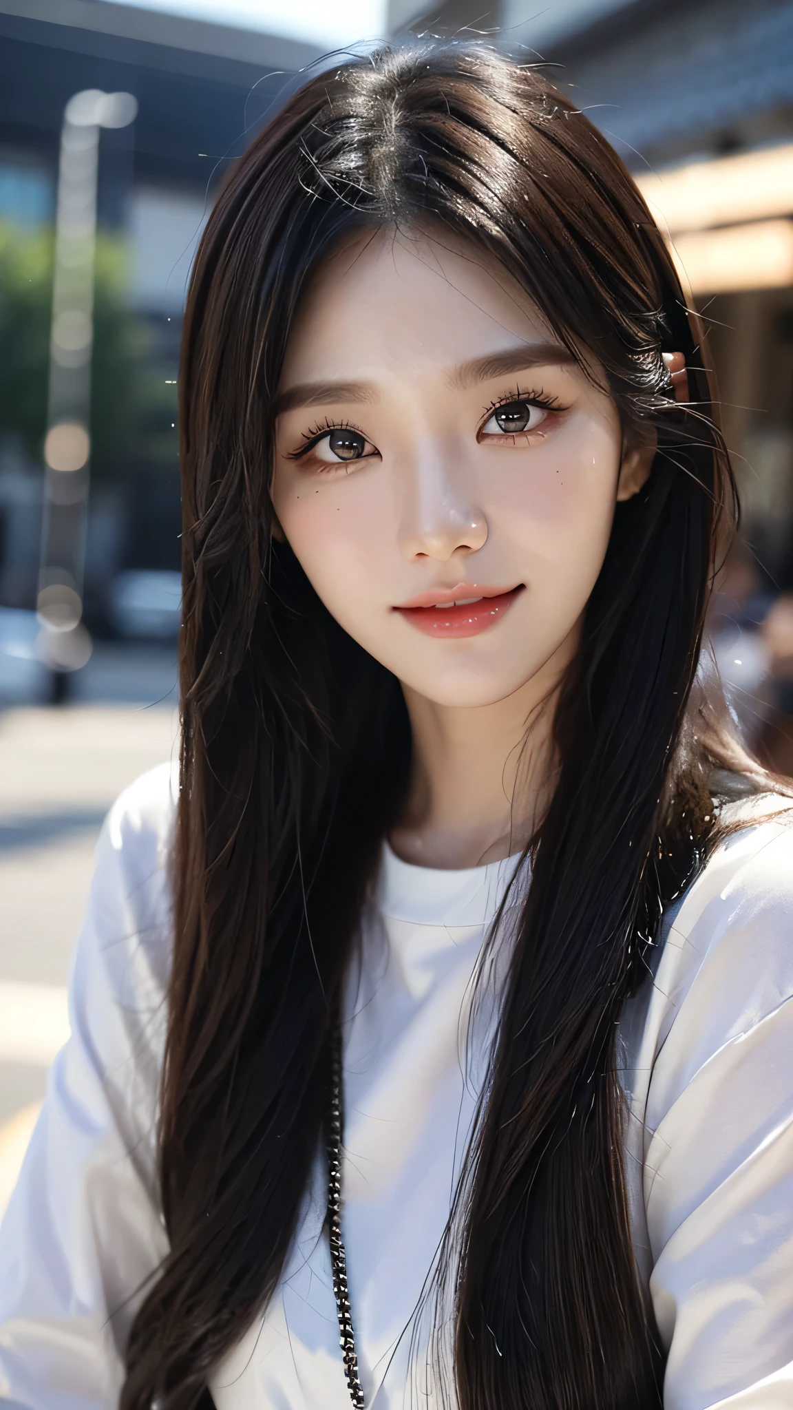 masterpiece、top-quality)、1 beutiful girl、in the villa , ((Wearing black sunglasses )), (Detailed beautiful eyes), ((Detailed skin)) , ((Detailed medium hair)), Walk around the store、((Boyish Brown Medium Hair))、((Smaller face))、((Neutral face))、((Light brown eyes))、((Korean Girl))、((18year old))、((cool lady))、((A shy smile on his face))、((Korean Makeup))、((elongated and sharp eyes))、((Happy dating))、((boyish))、on the wvilla), ((CG rendering)), ((Blurred background)), ((16K)), ((Very detailed)), ((wallpaper)), ((depth of field)), ((movie light)), (( Ray tracing)).