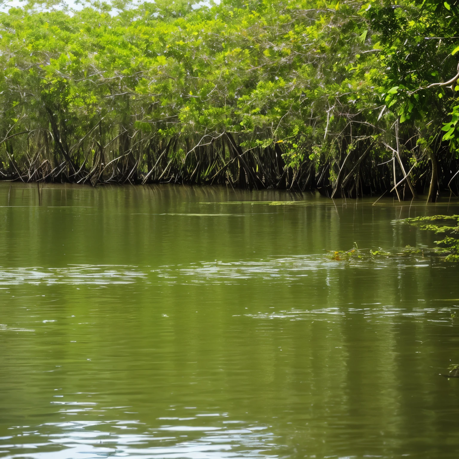 Mangrove swamps on the edge of a tropical shore.