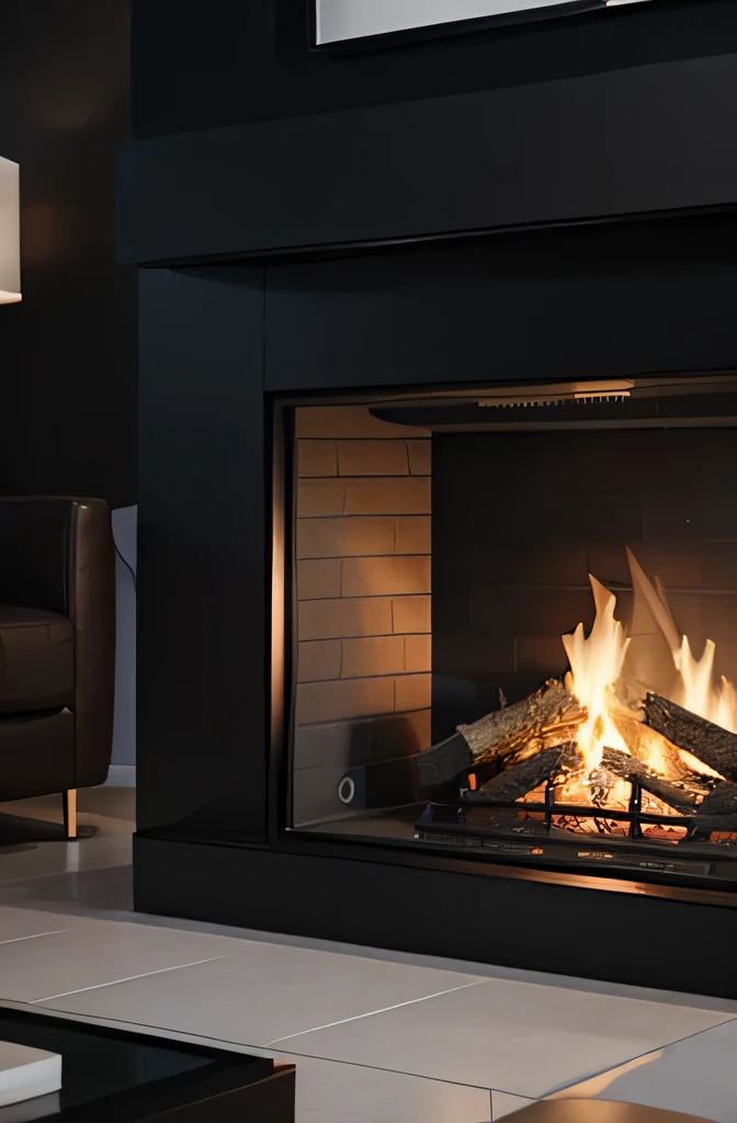 Professional 3D rendering architecture design of modern and minimal design for fireplace with blue stone