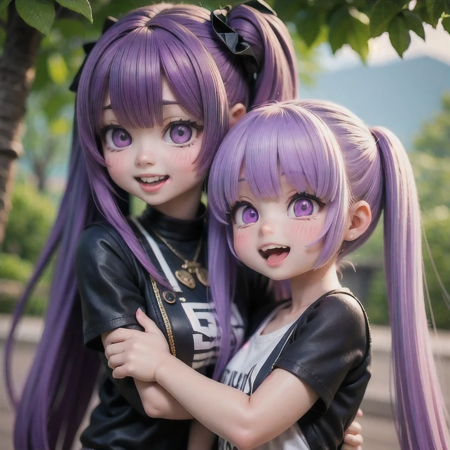 arafed 2 girls with purple hair and a white shirt, long braided purple hair, violet long hair, elegant fantasy style braids, pigtails hairstyle, long light purple hair, long purple hair, purple long hair, long violet hair, purple flowing hair, lavender hair, purple hair, violet hair, lilac hair, flowing purple hair, kawaii hairstyle, purple color,(((2 girls))), solo,araffe 2 girls with long hair and a black top smiling, her face flushing and sweat, she is smiling and excited, staring sofía vergara screaming, she expressing joy, looks a blend of grimes, she is laughing, hito steyerl, so happy that her face hurts, looks like a mix of grimes, she is smiling and happy