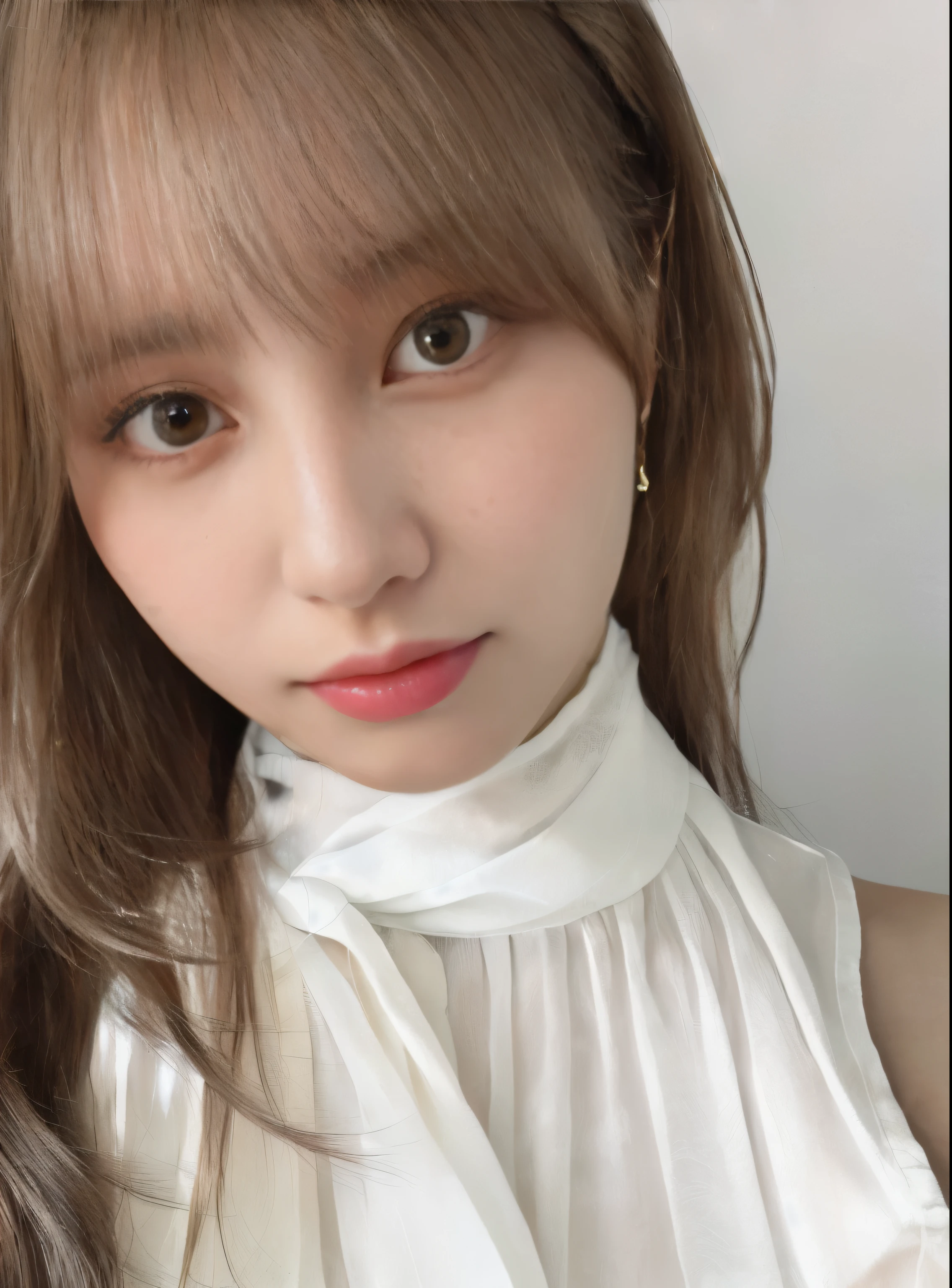 There is a woman with long hair in a white dress, Larisa Manovar, Ulzzang, 8K Selfie, sakimichan, sun yunjoo, Jaeyoung Nam, Popular Korean makeup, Choi Hong-hwa, Kim Do-young, Profile photo, With bangs, Popular Korean makeup, Shin Jinyoung