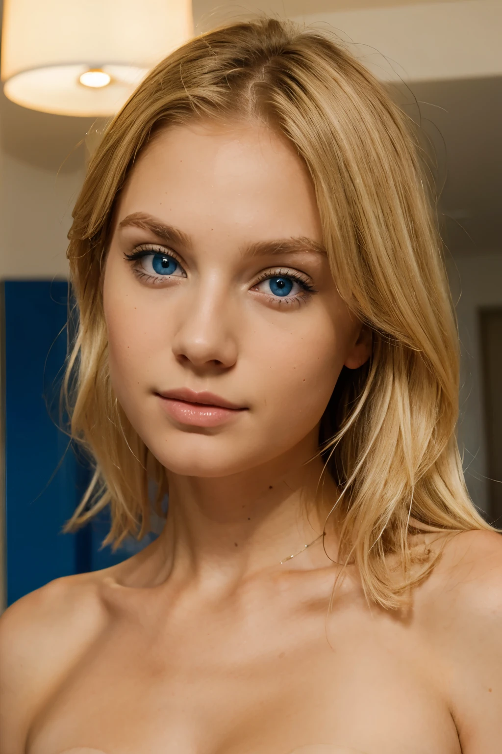 Naked blonde and blue eyes 