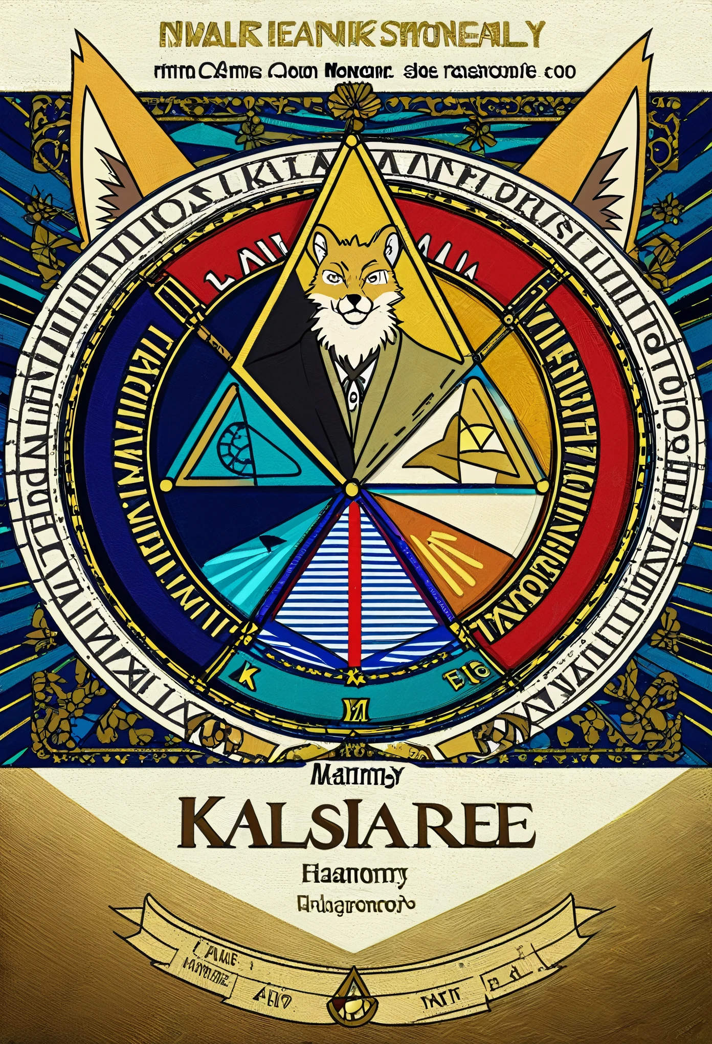 top quality, stamp Design, kaleidoscope, Geometric pattern, best quality, poster, rzminjourney, vector-art, High-quality illustrations by Victo Ngai, masterpiece(kemono, furry anthro)logo mark, triangle,