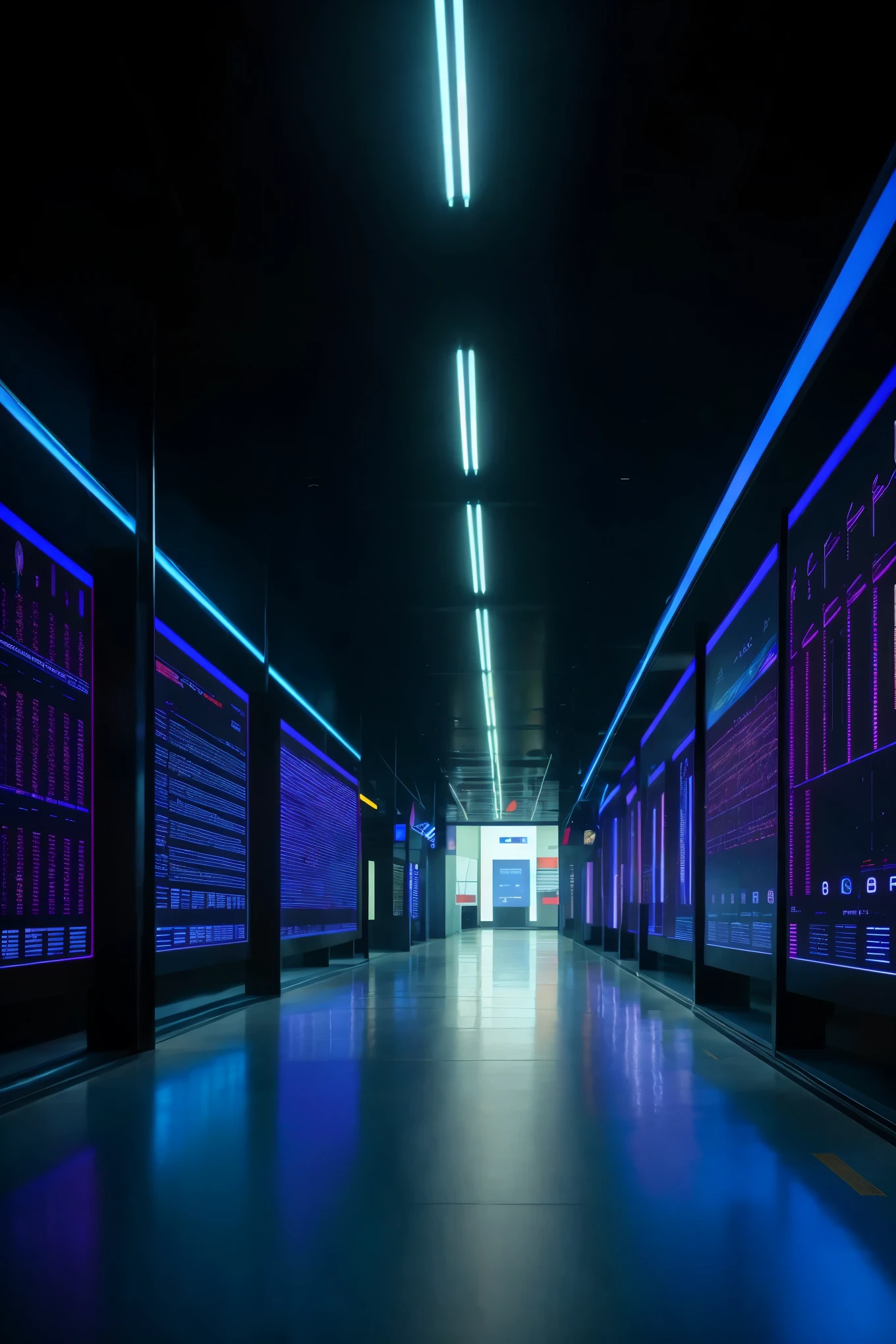 There is a meticulously arranged row of sleek, high-definition screens, each illuminated with a subtle glow, displaying a myriad of codes and data in front of a circular pillar of intricate numerical sequences and cryptic symbols, encased in an immaculate, glossy column in a neutral, sophisticated atmosphere, exuding the aura of a modern, high-security facility, in pristine, crystal-clear 8K quality.