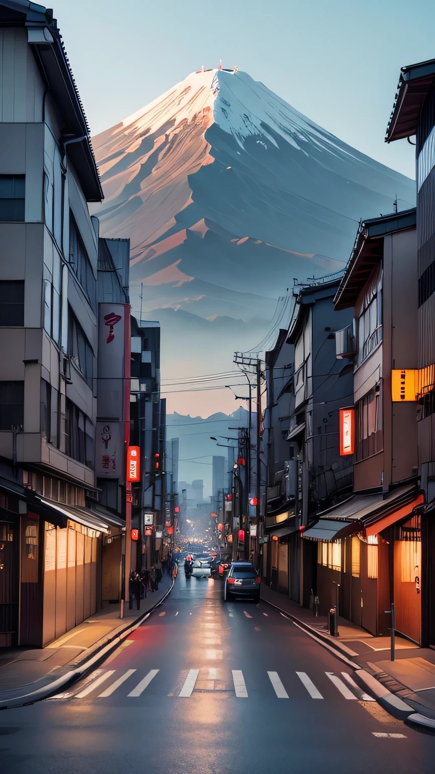 tokyo streets, fuji view.
