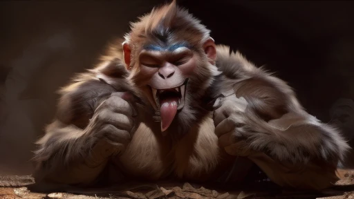 grandpa monkey, male/male, anthropomorphic monkey, well endowed, looking pleasured, mouth open, tongue out, (by Taran Fiddler), (by Chunie), (by Darkgem)