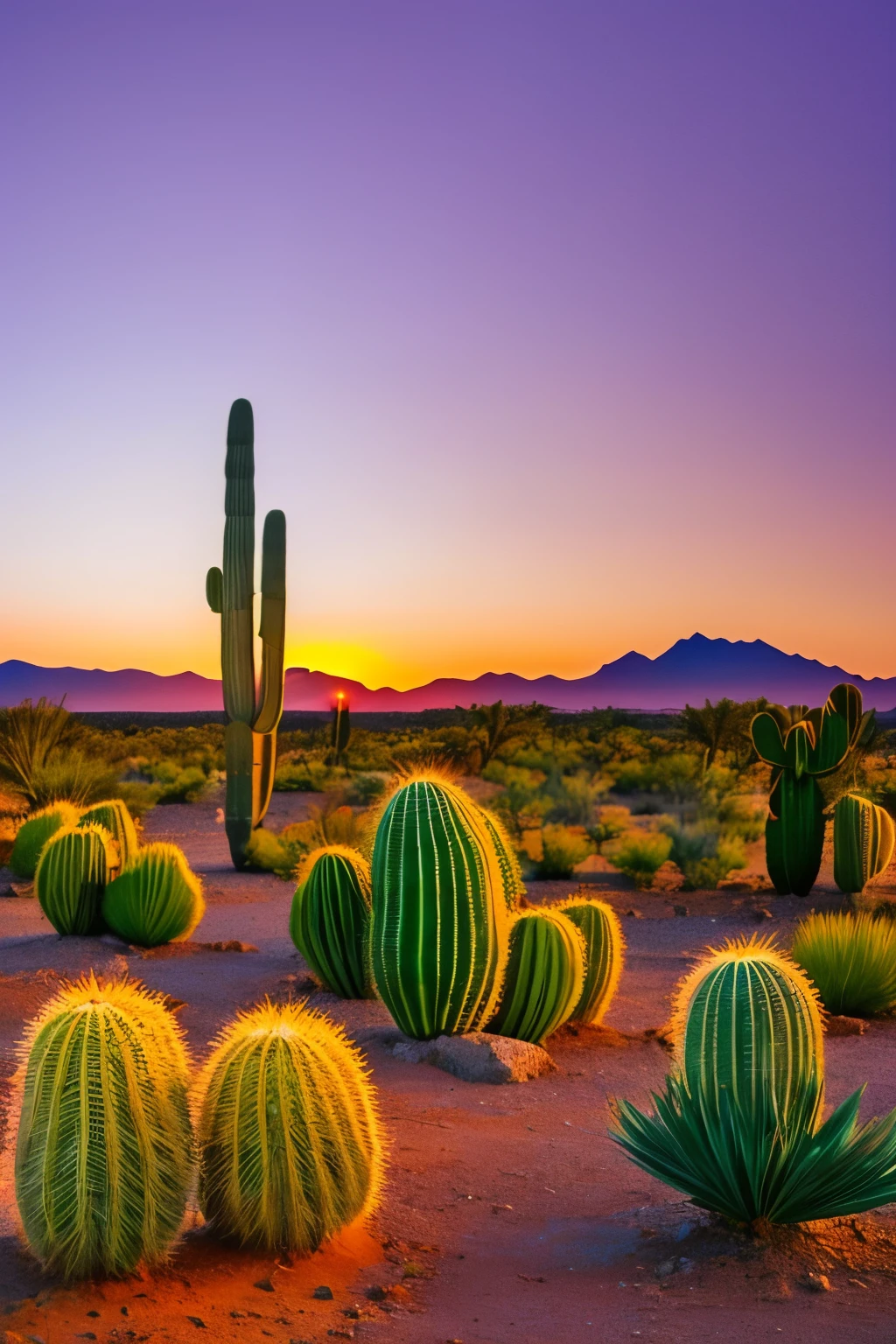 paisagem, Cactus plants in a desert area with a sky background, caatinga, paisagem do deserto, serene desert scenery at night.