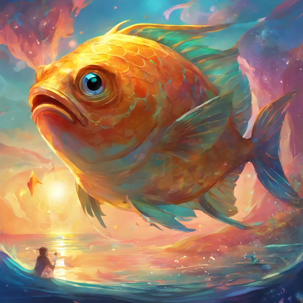 t was a colorful and shiny one oh a flounder a cute little fish,Big round eyes,Infectious jump out of the sea with various expressions and rich backgrounds