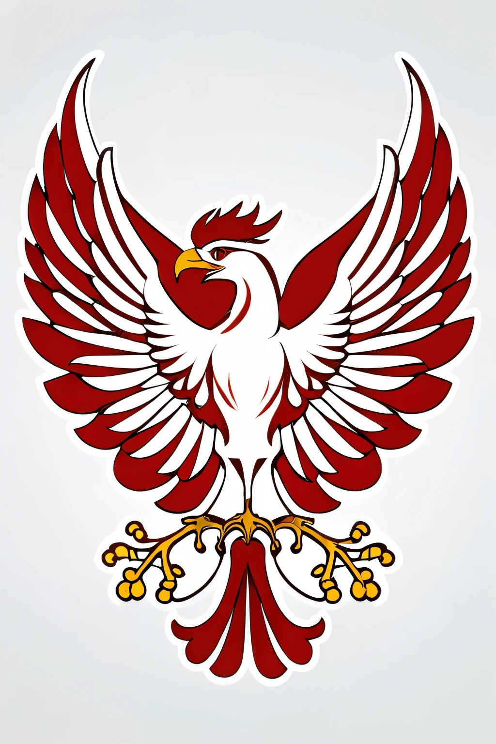 Art of a Phoenix in the style of a government's coat of arms or logo, simple, germanic, wings spread, front facing, bird, government, military, America