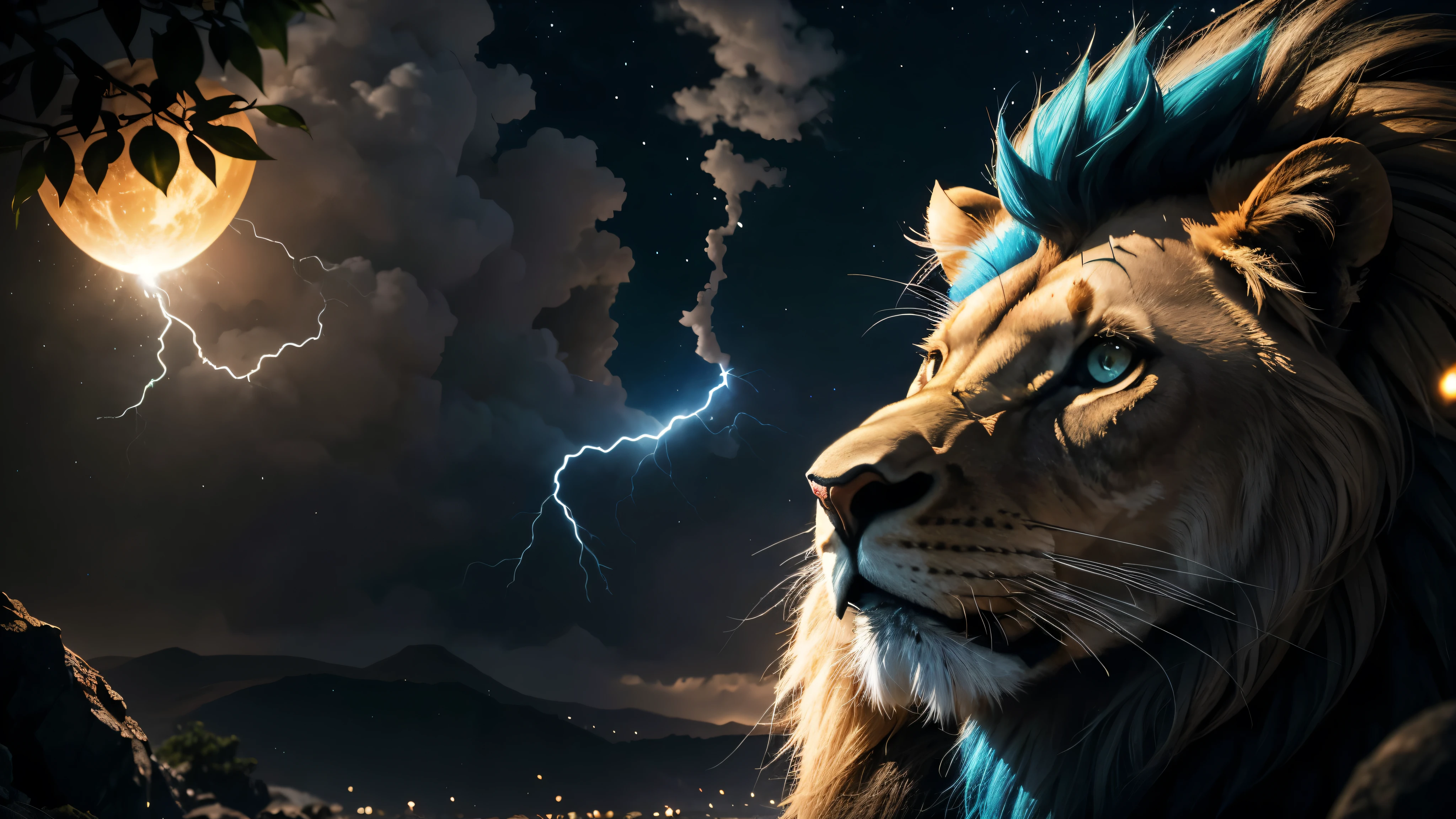 Lion, Divine Lion, naturais, Parafusos Azuis, Thunder Azul, fogo azul, Realistic fogo azul, thunder realistas, Electrical Screws, realista detalhado 8k, Detailed Realistic 16k, Detailed realistic lion, Detailed thunder realistas, fogo azul Realistic 8K, Stars, Star Light, Sun Light, Cores fotorrealista 8K, Cores Detalhadas 8K, Nitidez fotorrealista 8K, Fotorrealismo ULTRAHD, Divine fogo azul, thunder Divine Electric Blues, Sombras fotorrealistas 8K, Textura fotorrealista, Natureza, heavens, celestial, sky night, beauty sky, Noite, majestoso, majestoso Lion, majestoso Sky, Naturalmente Elegante, thunder, Sky thunder, Divine Thunder, Linda, dourado, luz das estrelas, Parafusos Celestiais, Eletricidade Azul, Parafusos Azuis, Rendering, fotorrealista, UltraHigh definition, 4k, texturasdetalhadas, Thunder, sombras detalhadas, cores detalhadas, Natureza Linda, Grande Divino, contraste detalhado, Contraste realista, high resolution, cores detalhadas, fogo, eletricidade, divina criatura, 8K, Realista detalhado, 16k, 8K, High definition, contraste detalhado, Contraste realista, high resolution, cores detalhadas, fogo, eletricidade, divina criatura, 8K, Realista detalhado, elegante,