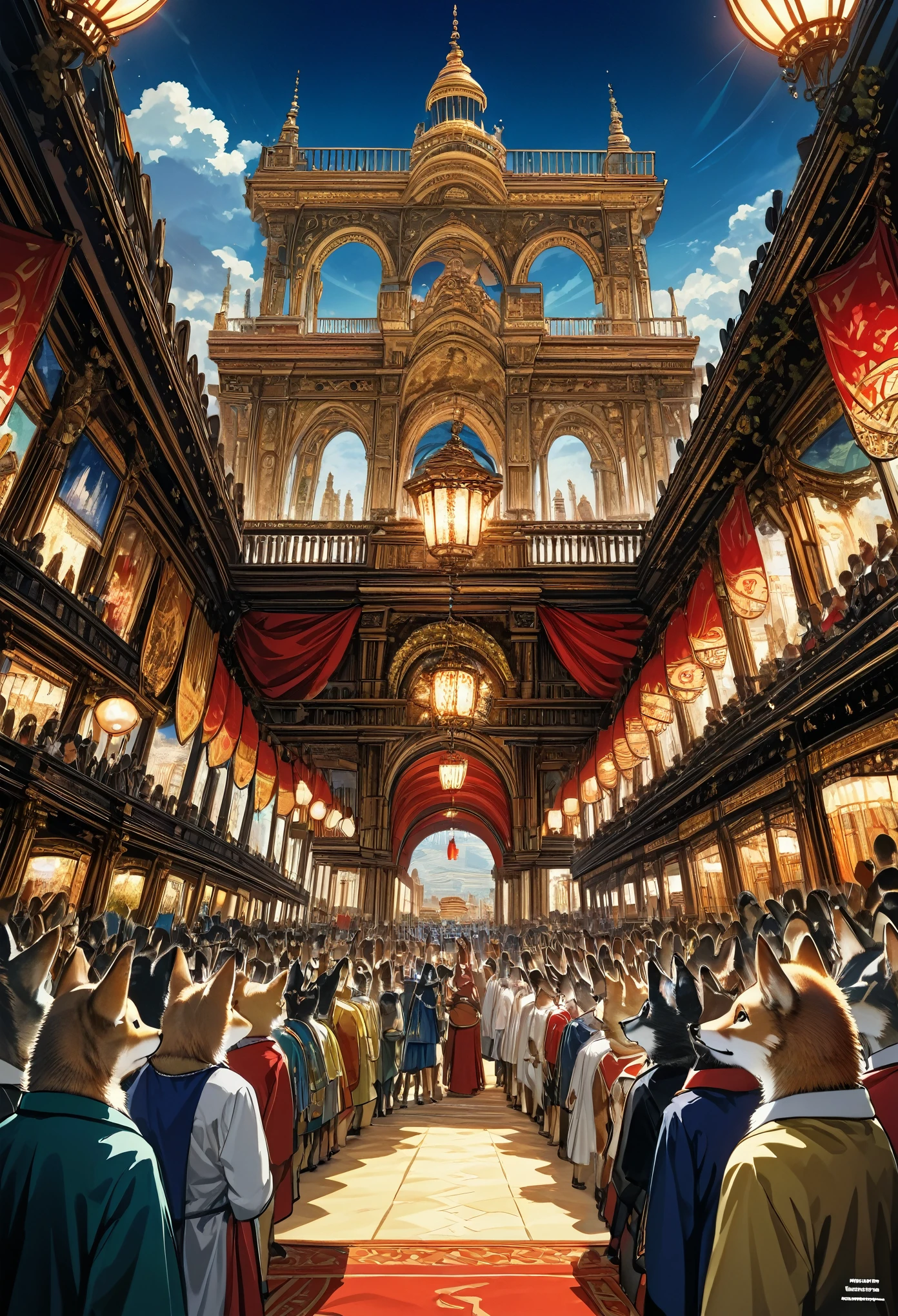 top quality, best quality, High-quality illustrations, masterpiece, super high resolution, detailed background, detailed background, The Arabian Nights' Entertainment, turkish lamp, 6+boys, 6+girls, absurdres(highly detailed beautiful face and eyes)perfect anatomy, expression, good lighting, cinematic shadow(kemono, furry anthro),