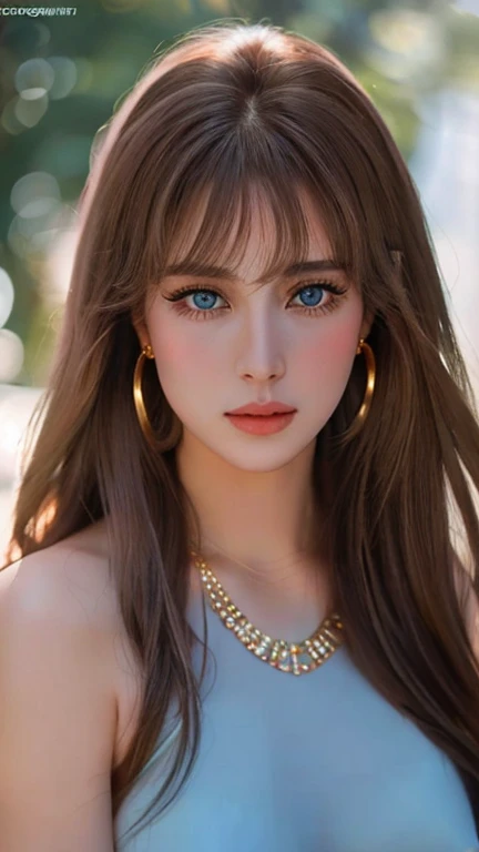 Masterpiece, Ultra realistic, 16k, dream atmosphere, r3b3cc4 young girl, sexy (erotic), 1 girl (pretty young) Alone, delicate (seductive) female face, long silky hair, looking at viewer, blue eyes, brown hair, simple background, white background, jewelry, earrings, necklace, young beauty, portrait , hoop earrings, realistic, soft lighting, professional photography, Photorealistic, detailed eyes, muscular female body, defined muscles, delicate feminine, big natural breasts, hot belly, proportional narrow waist, proportionally big hips, thick legs, pretty, nude, different sensual positions, RAW, analog, sharp focus, 8K, high definition, DSLR, high quality, Fujifilm XT3 , film grain, award-winning, Work of art 