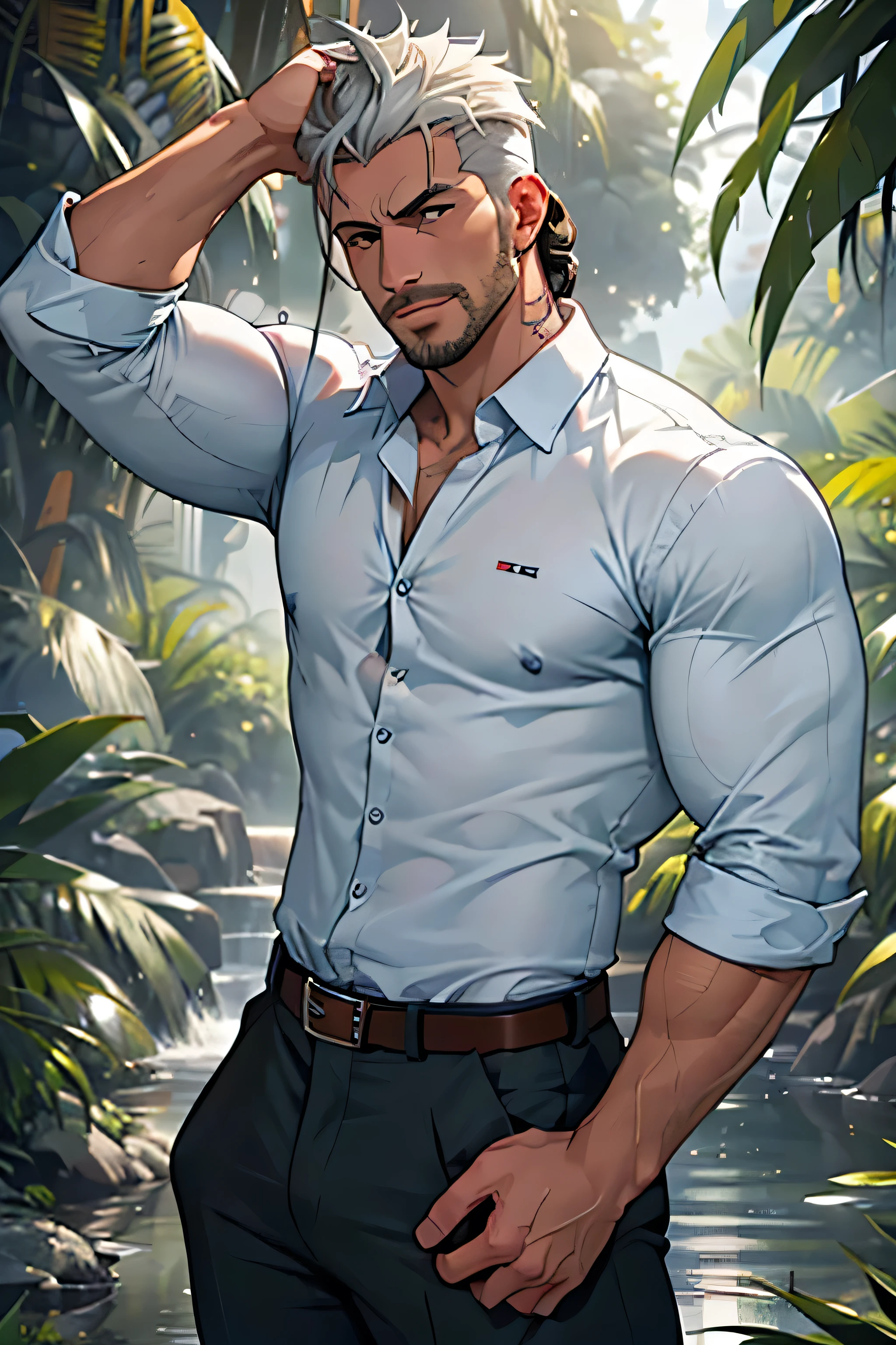 punctuation_9, punctuation_8_Acima, punctuation_7_Acima, (pelo blanco, wild and messy hair, Acimaper body, sin camisa, ropa ajustada, stoic, cova, barbarian, guerreiro, homossexuais, homoerotic, Apenas, yaoi, Sozinho male, personagem), ((peitorais grandes, chique, floresta, deserto, peito nu, sin camisa, cintos, camada de pele, rugas, barba, pelo largo, barba longa, peludo, homem maduro, adulto, meia-idade, rough, viril)) (Melhor qualidade, 8K, fotorrealista:2.0), (Sozinho),(um homem:2.0),(homens negros:1.5),(homem negro sem camisa),(homens de cabelo curto),(homens negros hairstyle),(muscular),(parece muito jovem),(corpo limpo),(Cuecas brancas:1.5),(Ecstasy with incredible orgasms),(elevation),(sexual arousal),(virgem masculino) (1 macho adulto),A high resolution, sharp focus, obra maestra de pixiv, ((Detalhes complicados e detalhados, Moreno ,Upper body with multiple views,View of suit pants, 1 homem,Is shy,urinar nas pernas,A urina escorre pelas coxas.,envergonhado,regocijado,is in shock,in panic,concern,A small puddle of your own urine forms around your feet.,lesbian full body,kneel on the floor,Realmente querendo urinar,It's uncomfortable,Freira,Descarga de urina, virilha suada,encharcado,chuva,The shirt is soaked,(A gesture of supplication),olhos de cor azul(olhos brilhando), pelo gris corto,Camisa branca,Use uma gravata,Usando um cinto,Black suit pants,Respirar,olhe de baixo
