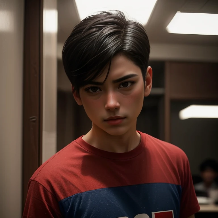 The young man, Aarav, wore a red shirt and a blue and white shirt., Portrait of Jughead Jones, inspired By Adam Dario Kiel, Rick Dai, teenage jughead jones, Handsome Japanese demon boy, Jett from valorant, Still from the live action movie., Inspired by Robbie Trevino, Damian Tran, By Adam Dario Kiel, Ramil Sunga