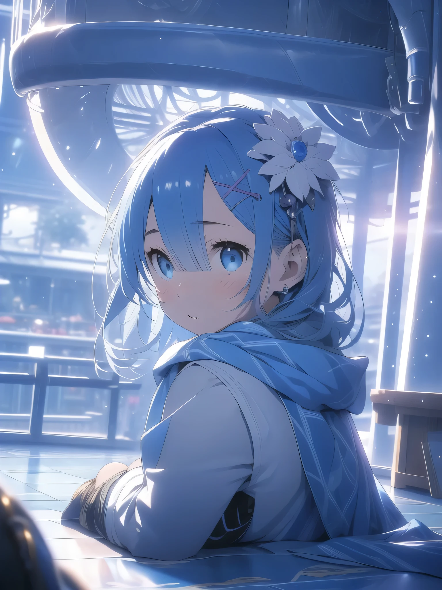 Glaring,Stardust、universe、1 girl(1:2)、Age 25、universe、masterpiece, highest quality, (delicate eyes and face), Volumetric Light, Ray Tracing, Very detailed CG Unity 8k wallpaper, , Hair above one eye, Light blue hair between the eyes、short hair、Light blue hair(1:2)、Looking at the audience, Seductive pose,Beautiful crystal eyes(1:1)、Show your eyes、grin and laugh、The art style resembles an attractive anime style. About image quality, priority (highest quality, 4K, 8k, High resolution, Bodyline 1.2), Very detailed, and (Realistic, Realistic, Realistic:1.37) ,Yoga poses.Ultra-fine painting, Sharp focus, Physically Based Rendering, Extremely detailed, Professional, Bright colors,、White shirt with a little sheer feel、Plump thighs、、phblue
scenery
blue theme