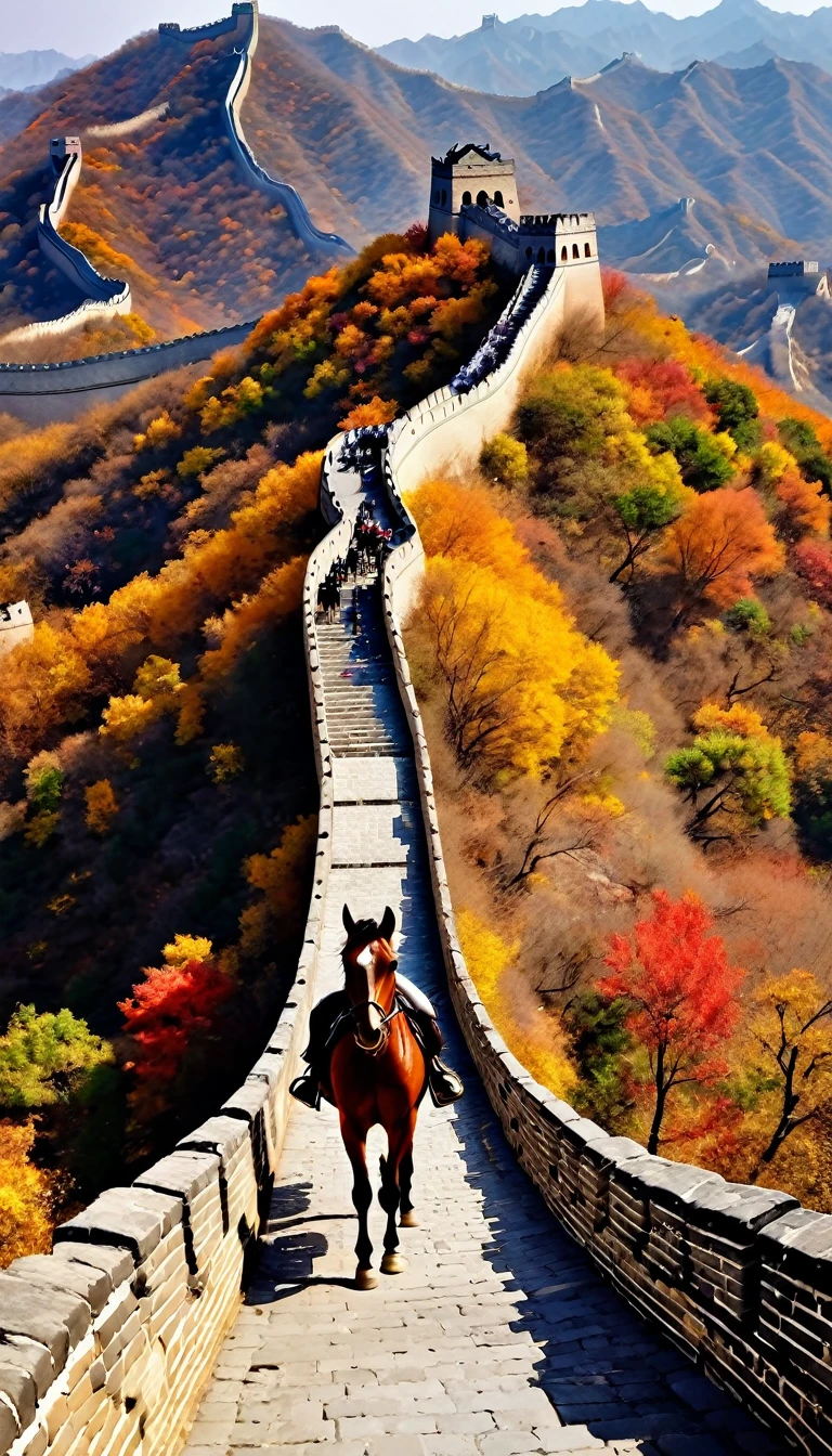 autumn,Great Wall,horse