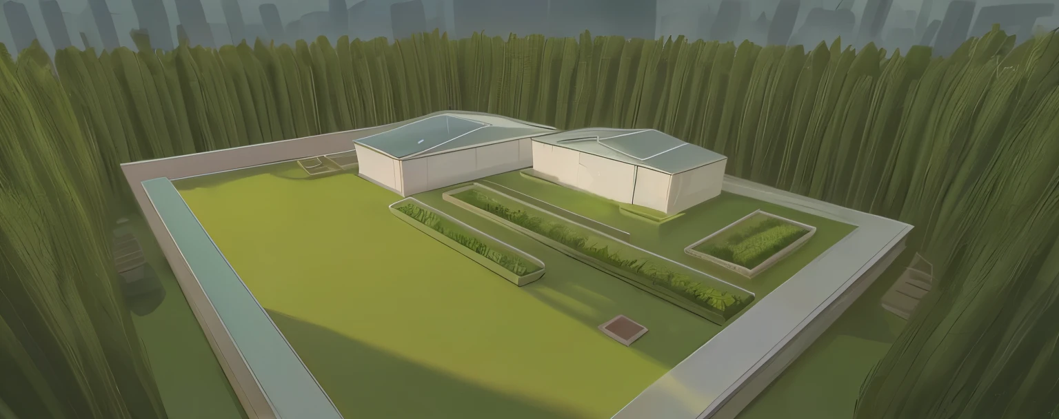 Garden perspective with trees
