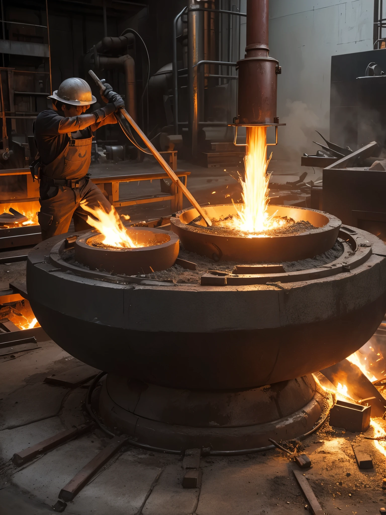 (masterpiece, best quality), best resolution, molten steel in a crucible
