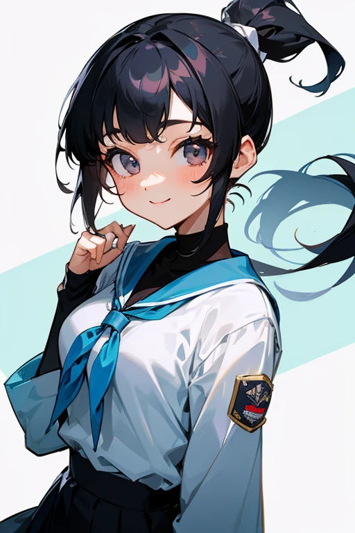 Black Hair、cute、beauty、high school girl、ponytail、smile、