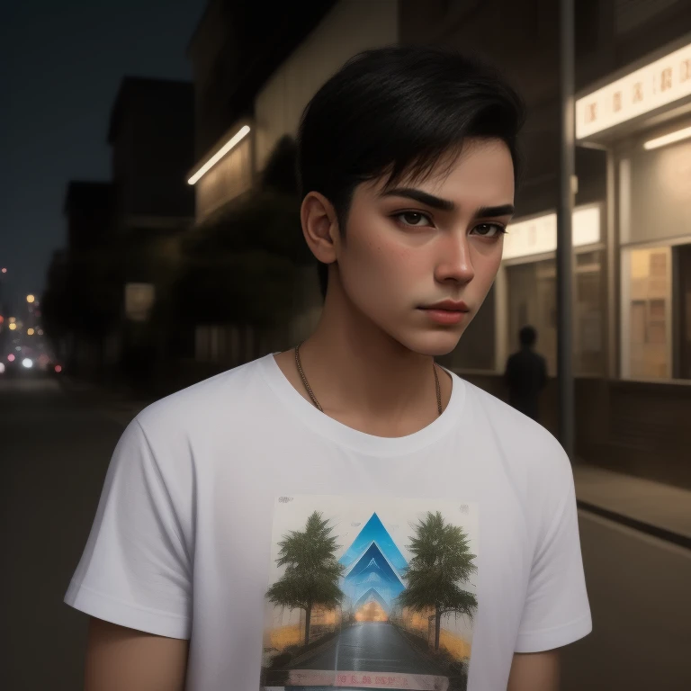 Young man Arav stands on the side of the road at night., Rick Dai, Portrait in the middle of a shot, It's still an 80's Asian neon movie., Andrew Thomas Wang, Asian man, Handsome Chad Chin, Lee Madgwick & Liam Man, Damian Tran, Inspiration from Liam Wong, Reuben Wu, Portrait of Jughead Jones, Intense flash shots at night, Street Photos