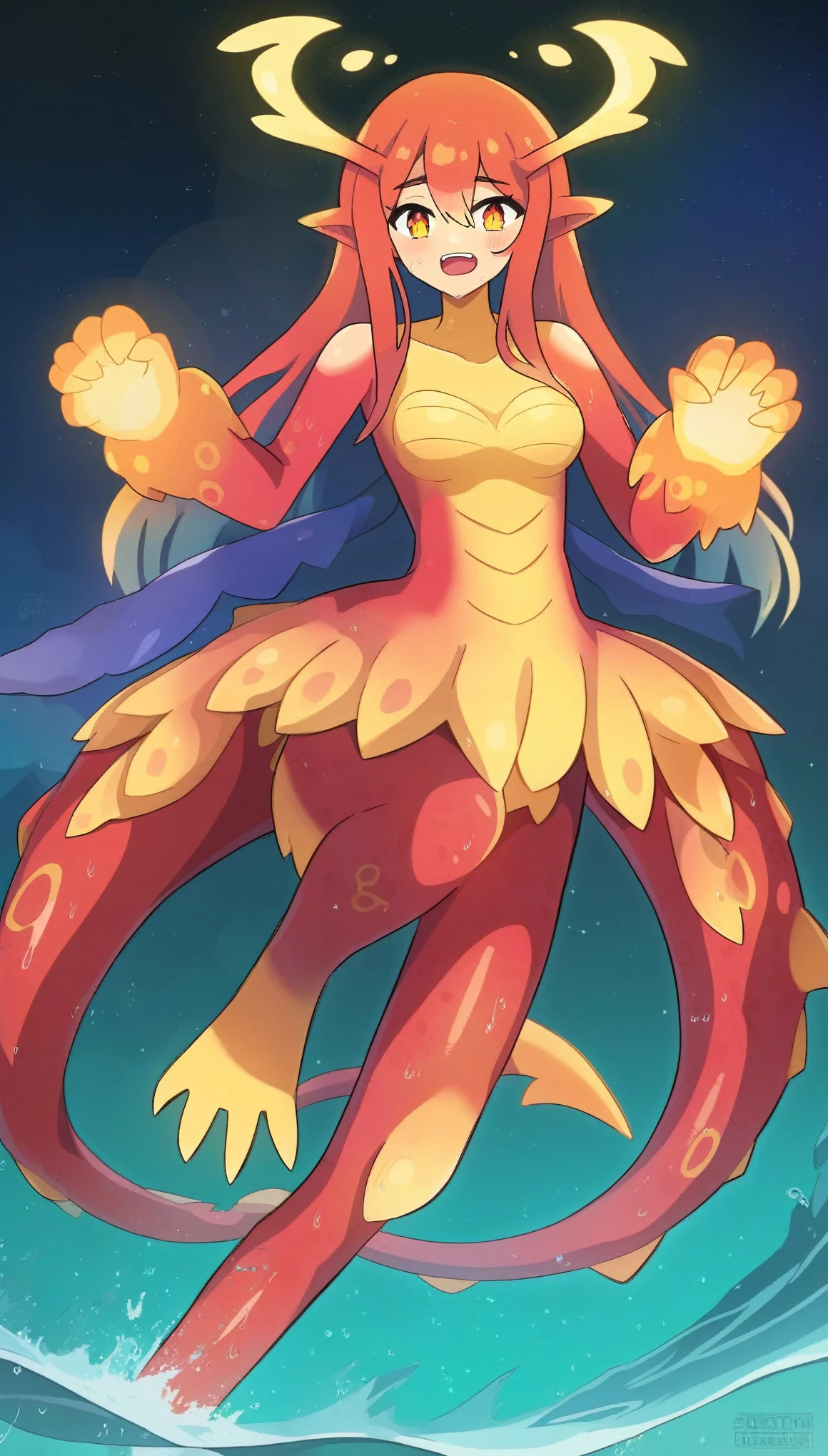 Best quality, Super detailed illustration, Warm colors, Ideal lighting, perfect detail ,cute sea monster girl