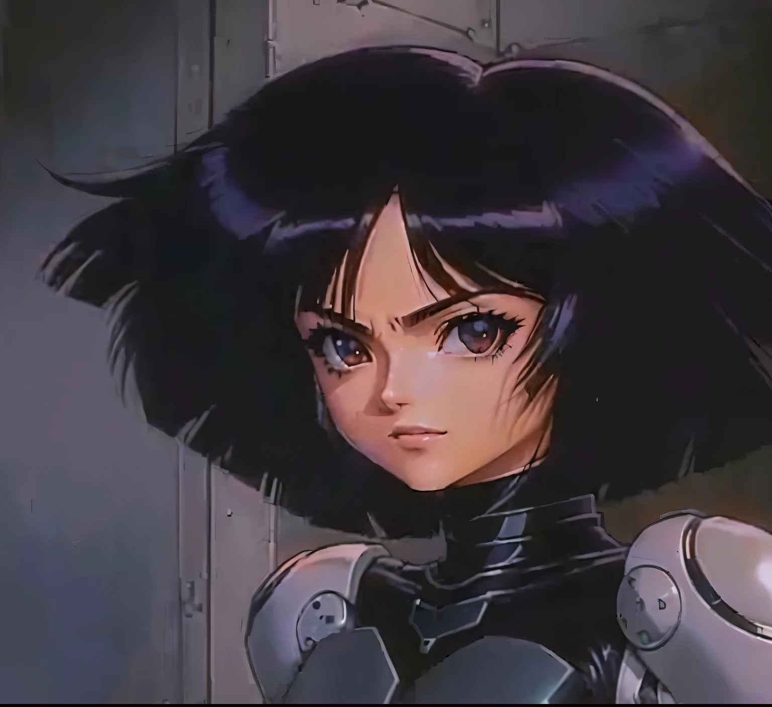 a close up of a woman with a black hair and a black top, battle angel alita, 80s anime ova style, fubuki, gainax anime style, battle angel, 1980's anime style, motoko kusanagi, in the art style of 8 0 s anime, misato katsuragi, 8 0 s anime art style