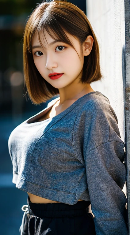  A girl named Hina, Short Hair, Brown Hair, 28 years old,  huge breasts, Curvy, Round face, drooping eyes, [var01], [var02], [var03], [var04],[var05], UHD, retina, masterpiece, ccurate, anatomically correct, textured skin, super detail, high details, high quality, best quality, highres, 1080P, HD, 4K, 8k, jogger pants