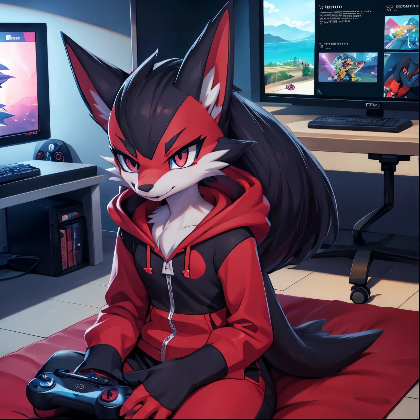 Sfw, pokemon, Zoroark, Gamer Clothes, HD, gaming room