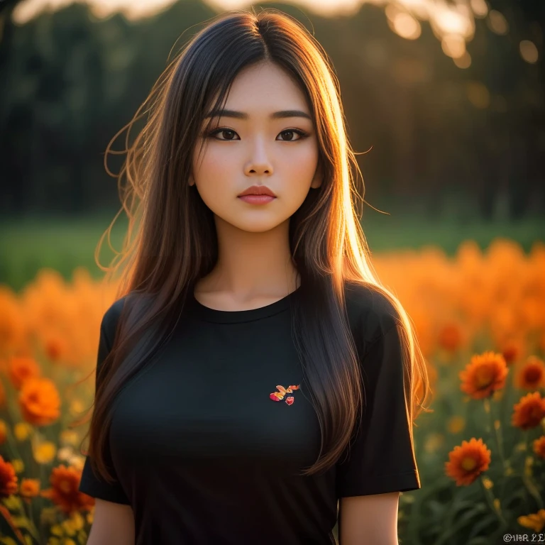 Aarav woman wearing a black shirt stands in a field of flowers., beautiful Asian girl, beautiful asian woman, beautiful south korean women, Asian girl, Chinese girl, young Asian girl, My Anh Tran, an asian woman, Asian girl with long hair, asian woman, beautiful young asian woman, a young asian woman, beautiful korean girl, beautiful female model