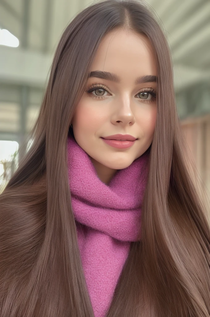 Casual photograph, best quality, 8K, hyper detailed, full body, A close up portrait of a Gorgeous, charming, alluring, graceful, majestic, classy, stylish, flowing super long brown haired argentinian woman. Flowing hair, silky hair, glowing hair, ethereal argentinian beauty, exotic argentinian beauty, timeless argentinian beauty, dream argentinian beauty. She has the cutest face, beaming countenance, fair porcelain skin, soft make-up, red lipstick, she is wearing a burgundy leather jacket, sweater, scarf, skinny trousers, and boots. She's glad, happy, cheerful, joyful, angelical face, angelical beauty. Affectionate woman, tenderness and delicacy in person. She's at park, sharing a day with a little cute girl, a toddler who is her niece, they're joyfully possing for camera togheter.