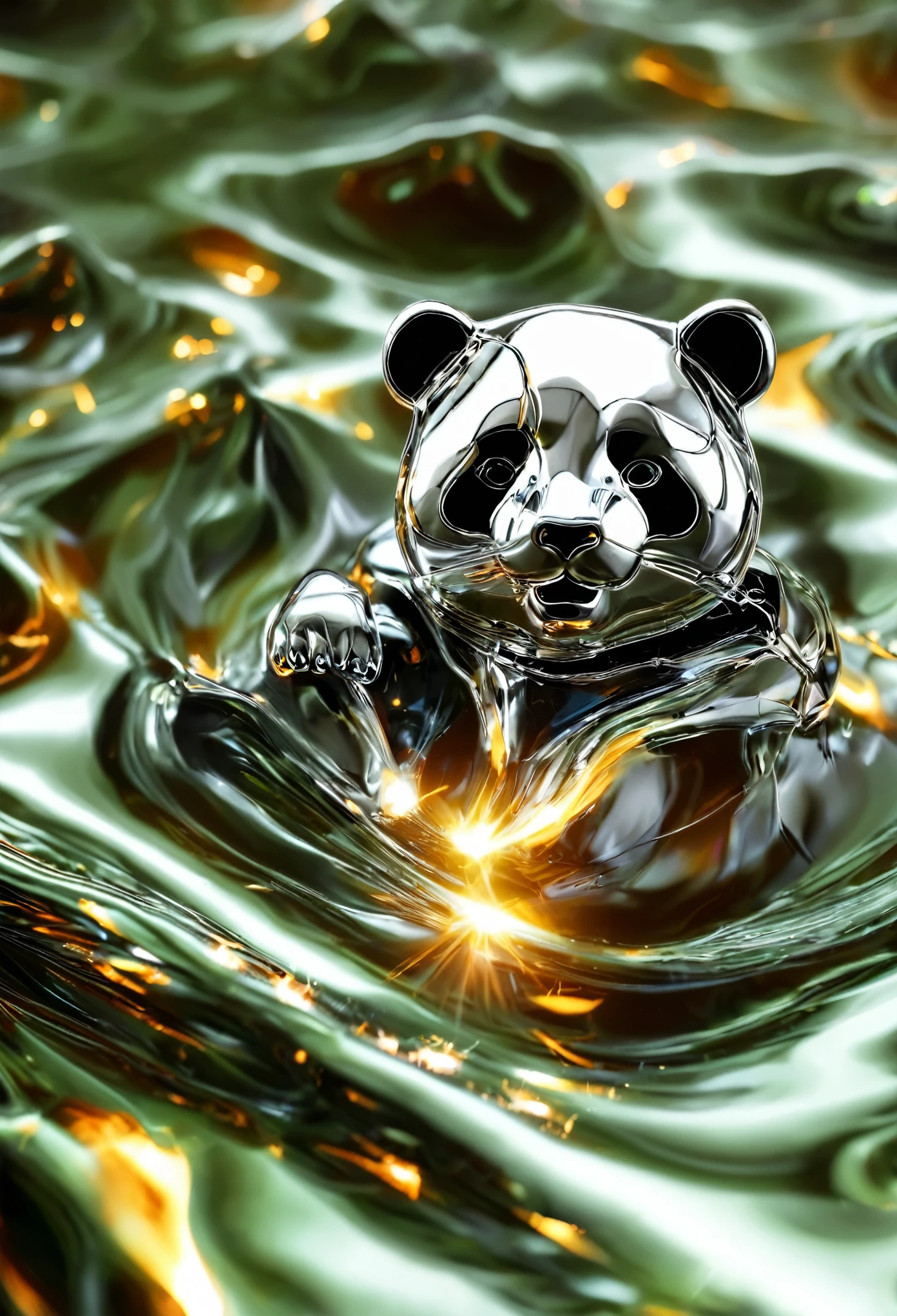 Liquid Metal,1panda，sliver and black，shadow and light