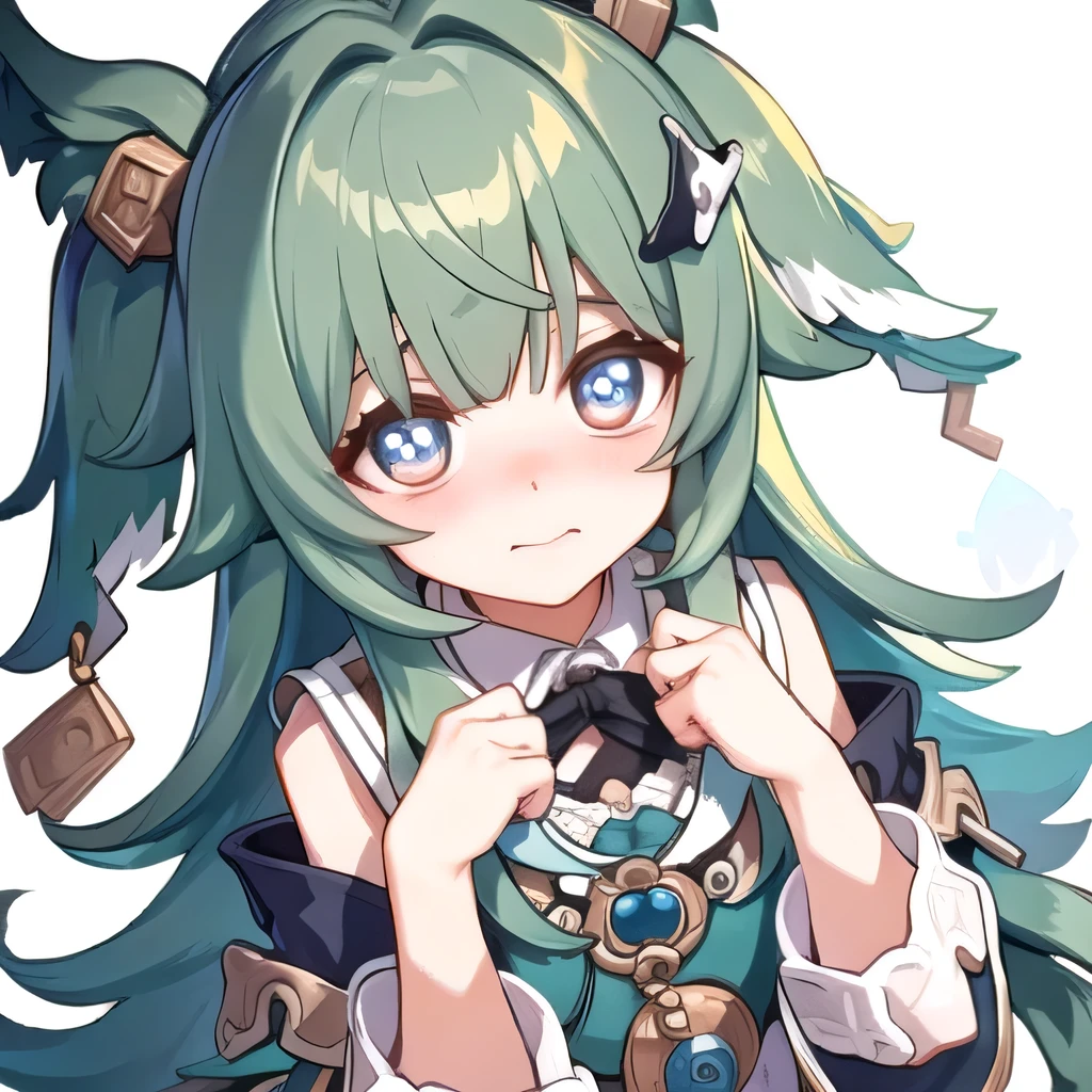 huohuohsr blushing alot shy close to viewer white background