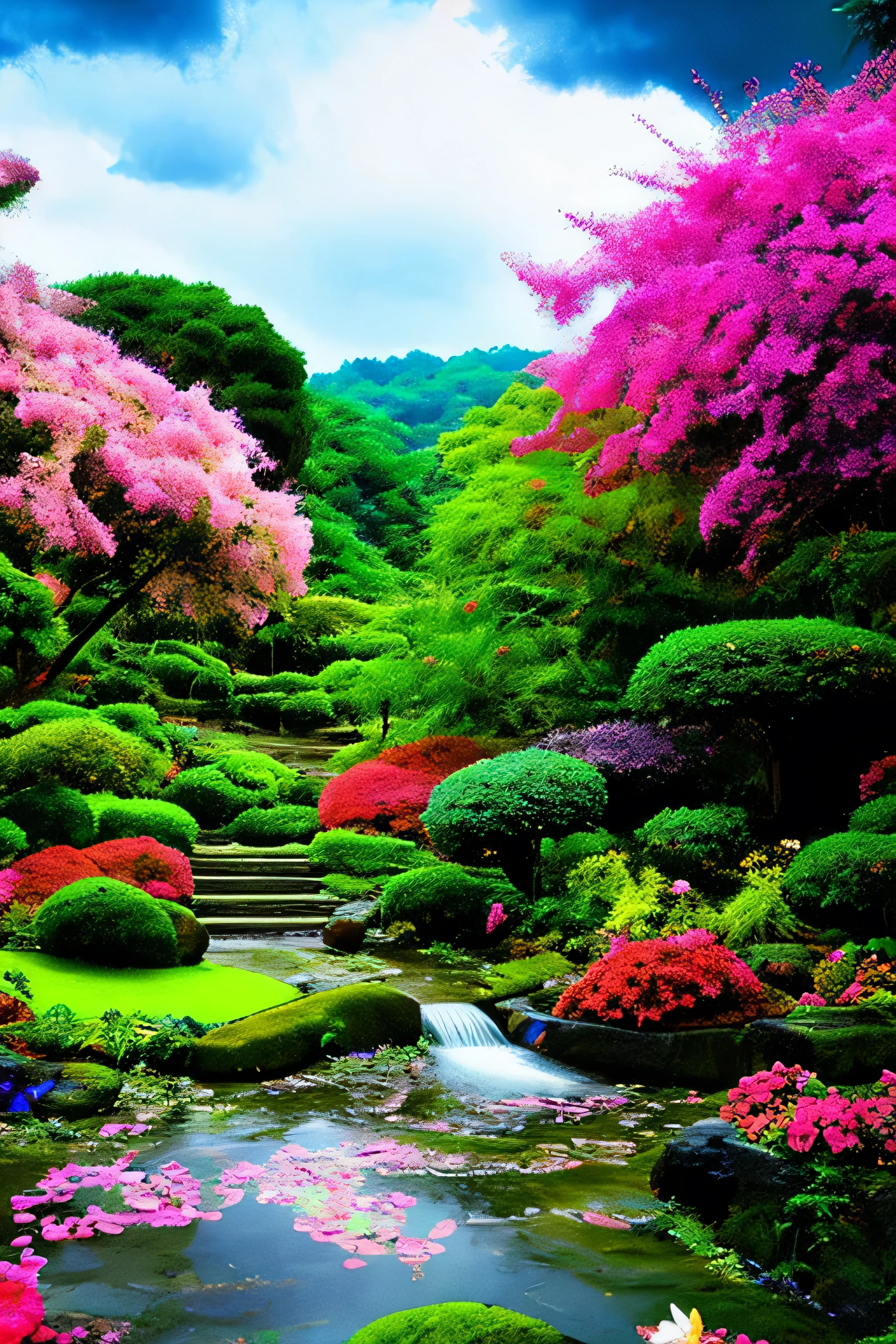 rain、rain、rain、Mystical world Zen garden Dazzling clouds Gently flowing water Colorful flowers Colorful butterflies Fresh air Symphony of nature Perfect harmony Magical beauty Enchanting melodies Heavenly harmony Calming colors Paradise Serenity of nirvana Mystical aura Dreamy environment Waterfall Angels Pure bliss Divine presence Magical aura Eternal symphony of peace and happiness ，