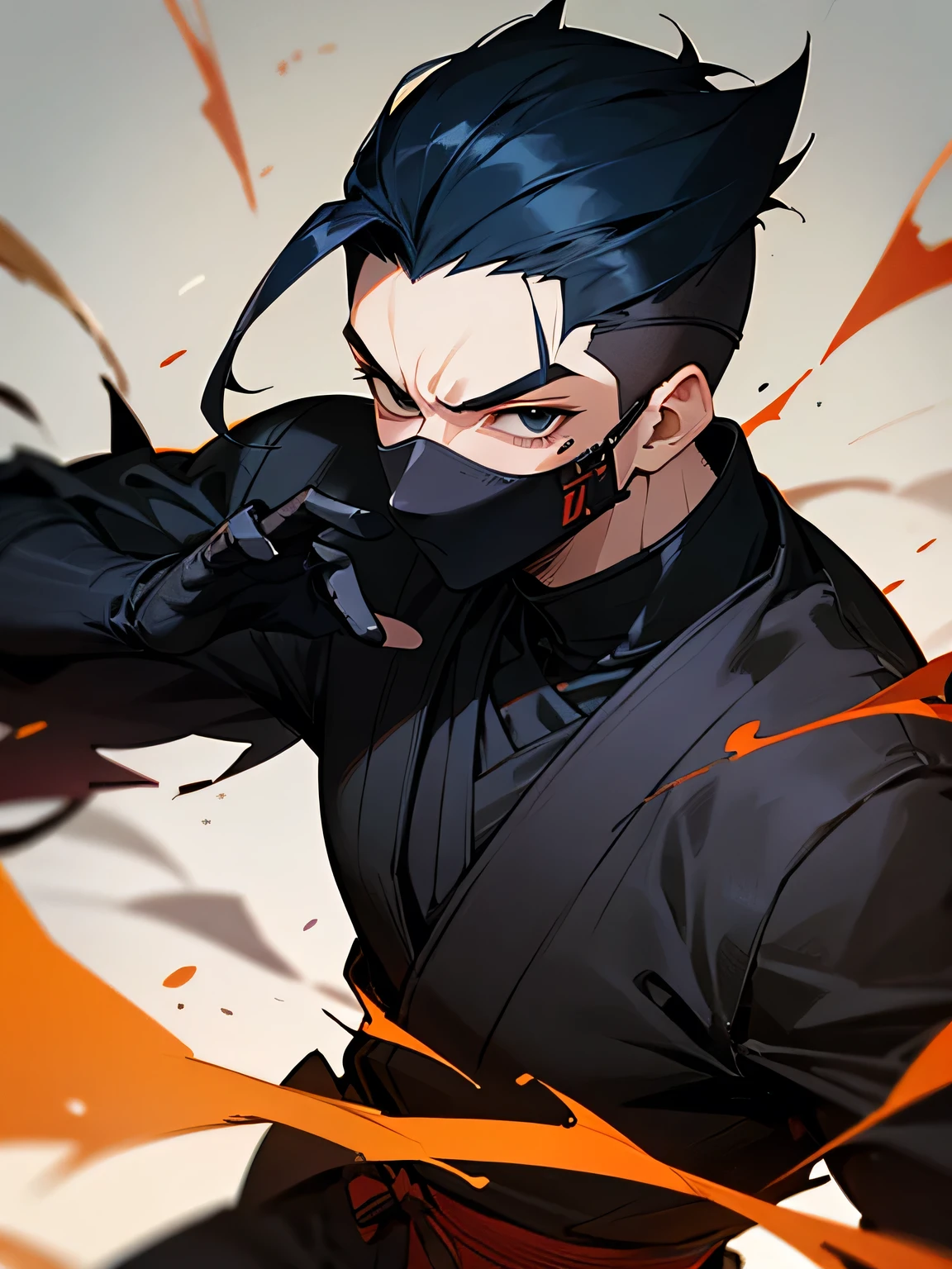 a close up of a man with a black bandana and a black scarf, detailed anime character art, 8k high quality detailed art, extremely detailed artgerm, handsome guy, kakashi hatake, hyper realistic, super realistic, realistic skin, realistic eyes, grey hair