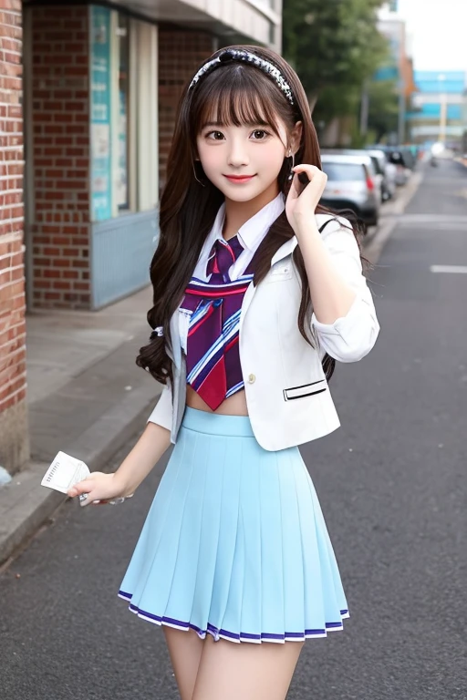 1girl, solo,(best quality),(masterpiece:1.1), full body, looking_at_viewer, dynamic angle, school uniform, cute, clear facial skin,