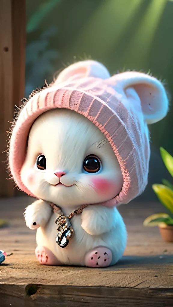 Cute little hamster, smiley, by Pixar, Furry art, anime, Pink Chinese antique style