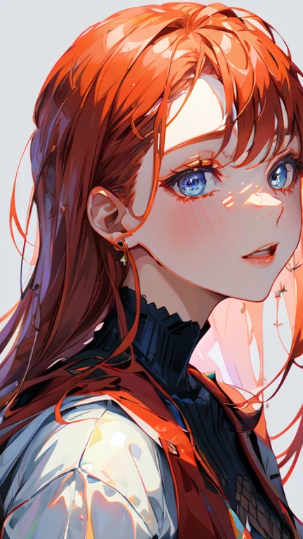 Portrait d'un elfe de feu, cheveux roux qui coule, yeux rouges brillants, orange be there, fiery theme, atmosphère brûlante, (costume détaillé de style chinois sexy:1.2), tatouages rouges brillants, bijoux en cristal orange, Light smile, corps mature, couleurful ,par Mappa studios,chef-d'artwork,Best quality,art officiel,illustration,ligne claire,(Cool_couleur),composition parfaite,absurdes, fantaisie,concentrate,Rule of thirds