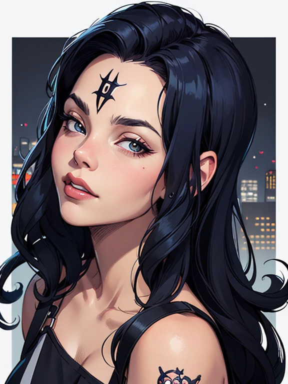 Personagem Christina Ricci cabelo preto estilo Morticia AddamsImagem de desenho animado de uma mulher .cartoon style illustration, estilo de arte dos desenhos animados, estilo de arte dos desenhos animados, digital illustration style, design de personagens altamente detalhado, arte digital detalhada fofa, City fan art, Design de personagens de retrato, beautiful digital illustration, retrato de alta qualidade, Arte em quadrinhos, jovem expressando desejo sexual. Corpo inteiro esculturalHarley quinzel