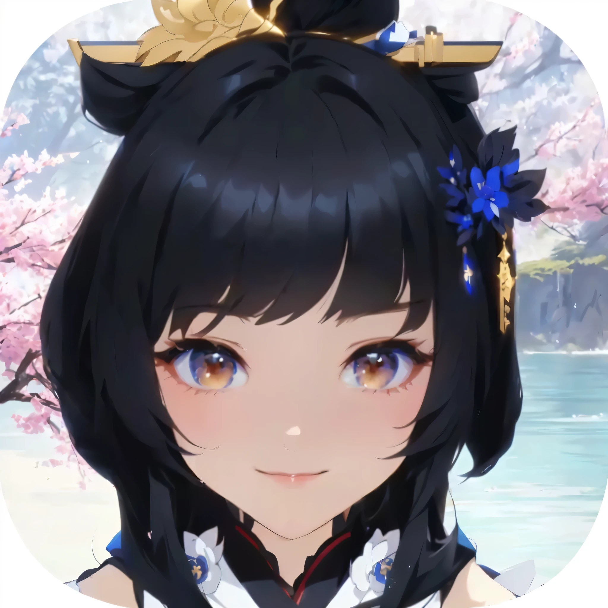 Anime girl with black hair and blue bow in front of the lake, Ayaka Genshin Impact, Onmyoji portrait, Ayaka Game Genshin Impact, Azur route style, From the Azur Lane video game, Azur Lane Characters, Onmyoji, Anime Grandma, Zhongli in Genshin, Genshin Impact Characters, Girls Frontline style