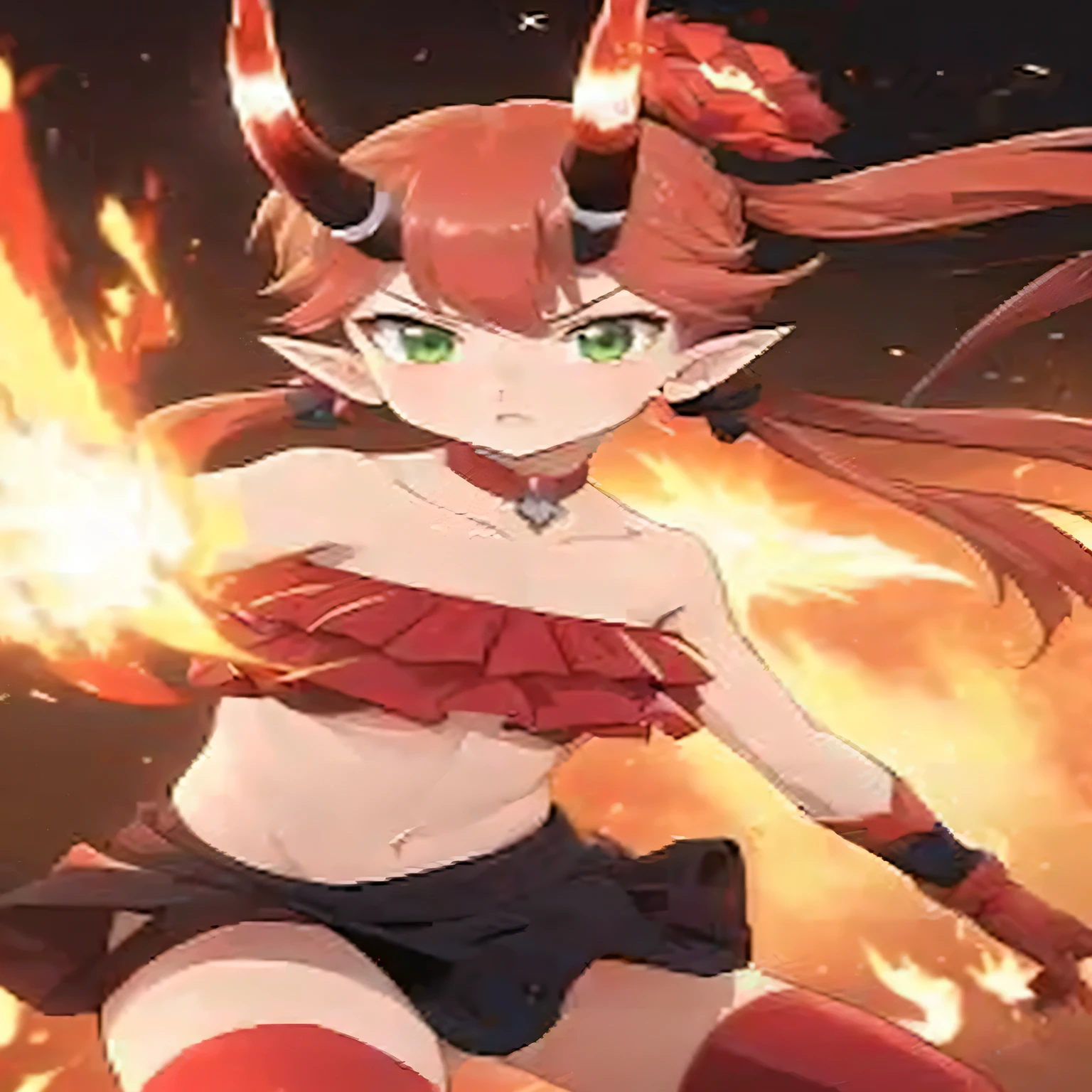 With corners、Anime girl in a red dress running through flames, Devil Anime Girl, Avatar Image, mika kurai demon, She has the power of fire, Also, Devil Girl, Fire Demon, ayaka genshin impact, Mara demon, Gisha the Devil, Fire Mage, Appears as the Goddess of Fire, ayaka game genshin impact, infernal nymph!!!, 